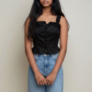 ASTR the Label Black Sleeveless Top Tank Linen Blend Medium New with Tag